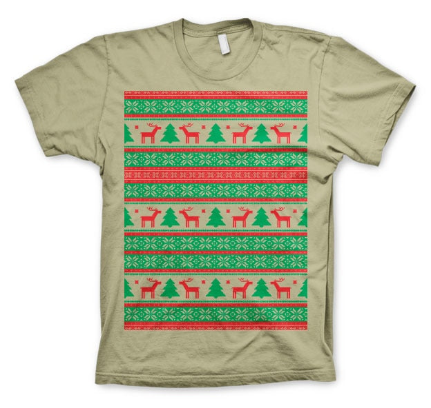 Christmas Knit Pattern Red/Green T-Shirt