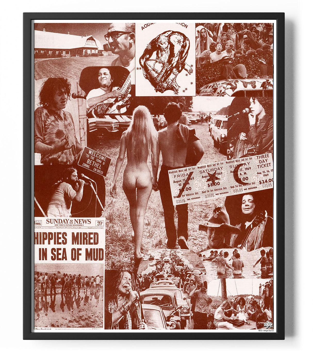 Woodstock Sea Of Mud Collage Poster