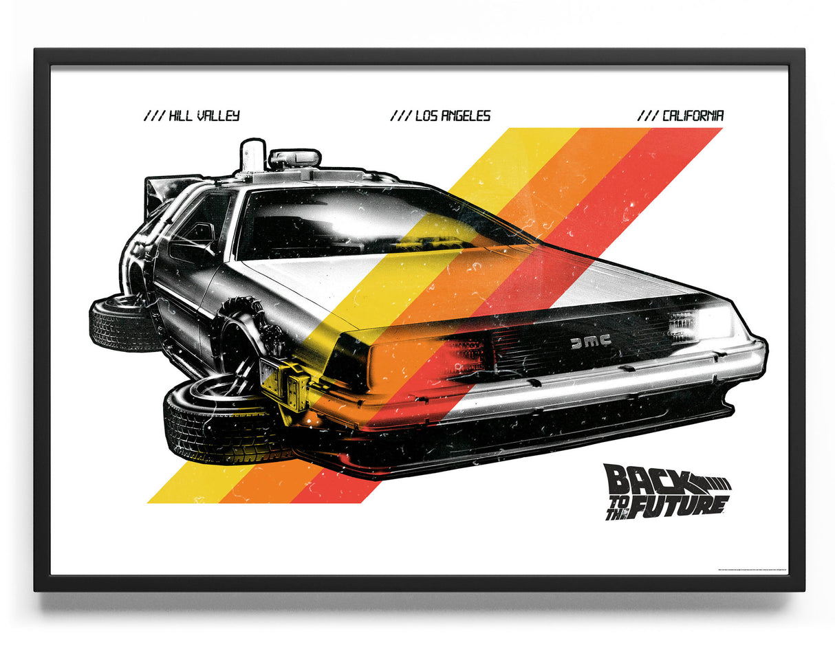 White Retro DeLorean Poster