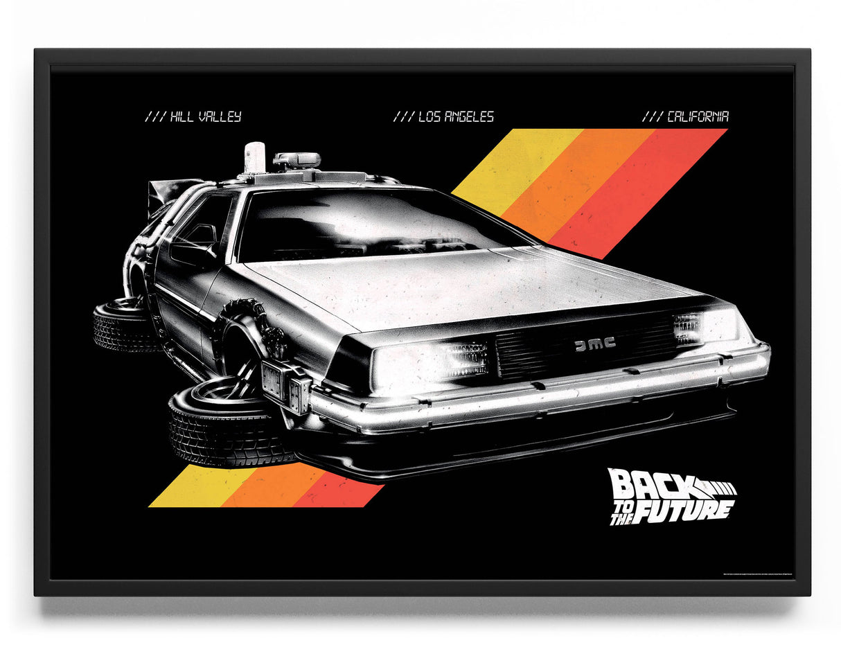 Black Retro DeLorean Poster