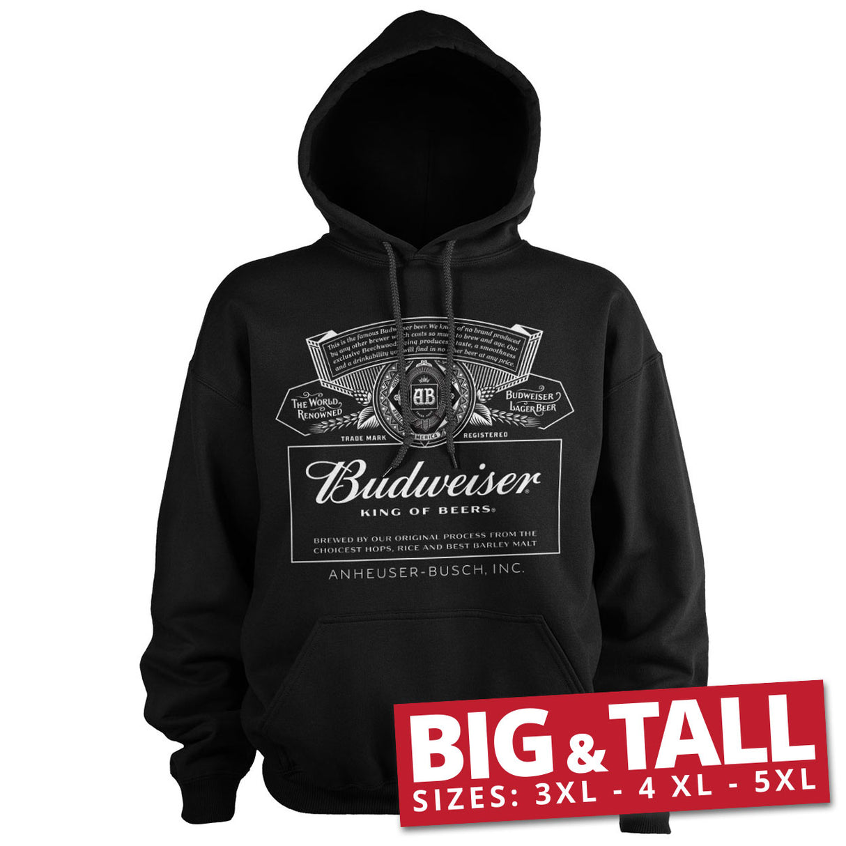 Budweiser White Logo Big & Tall Hoodie