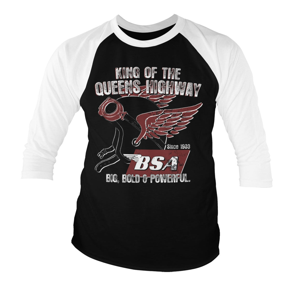 B.S.A. King Of The Queens Highway Baseball 3/4 Sleeve Tee