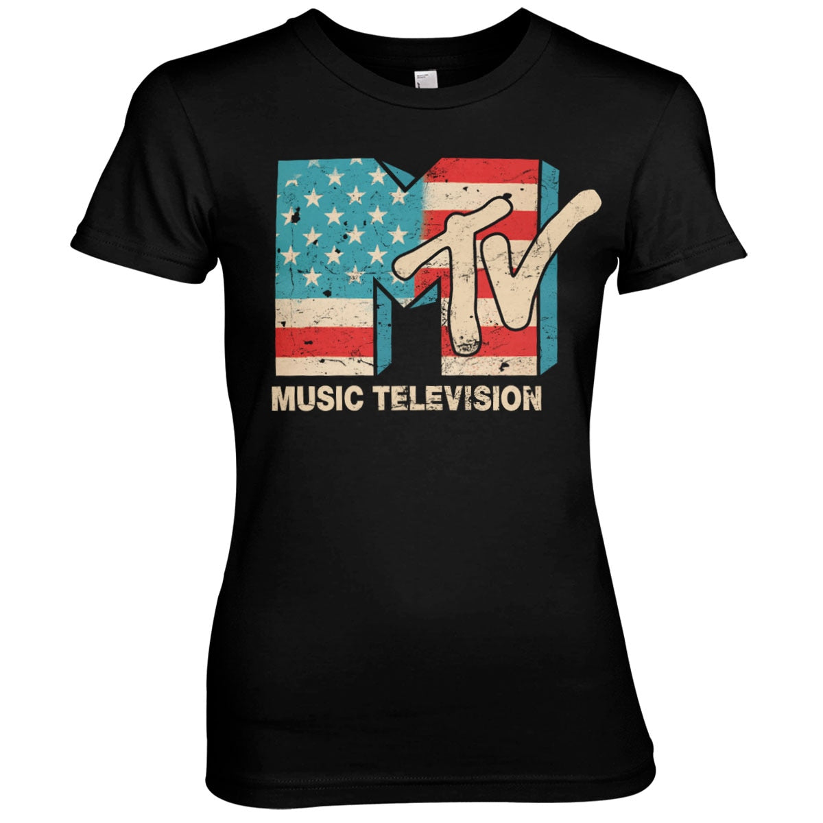 MTV Distressed USA-Flag Girly Tee