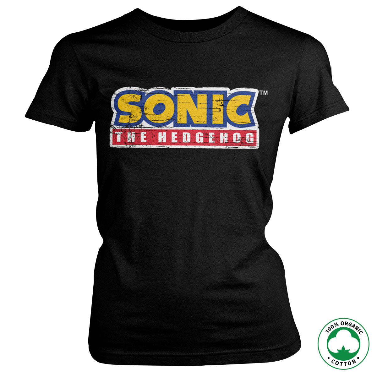 Sonic The Hedgehog Cracked Logo Organic Girly Tee