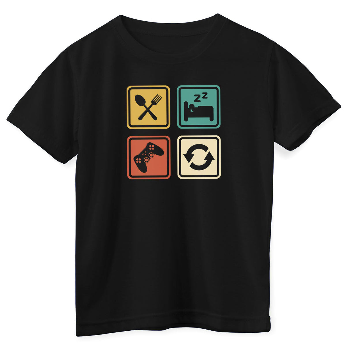 Eat - Sleep - Game - Repeat Icons Kids Tee