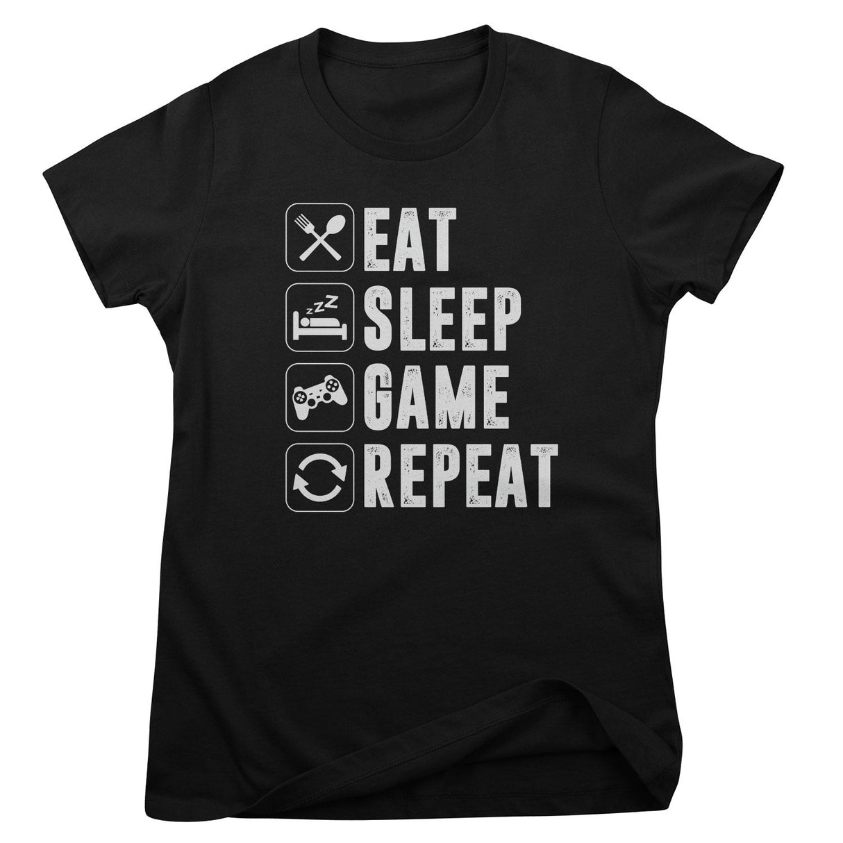 Eat Sleep Game Repeat Stacked Girly Top