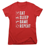 Eat Sleep Game Repeat Stacked Girly Top