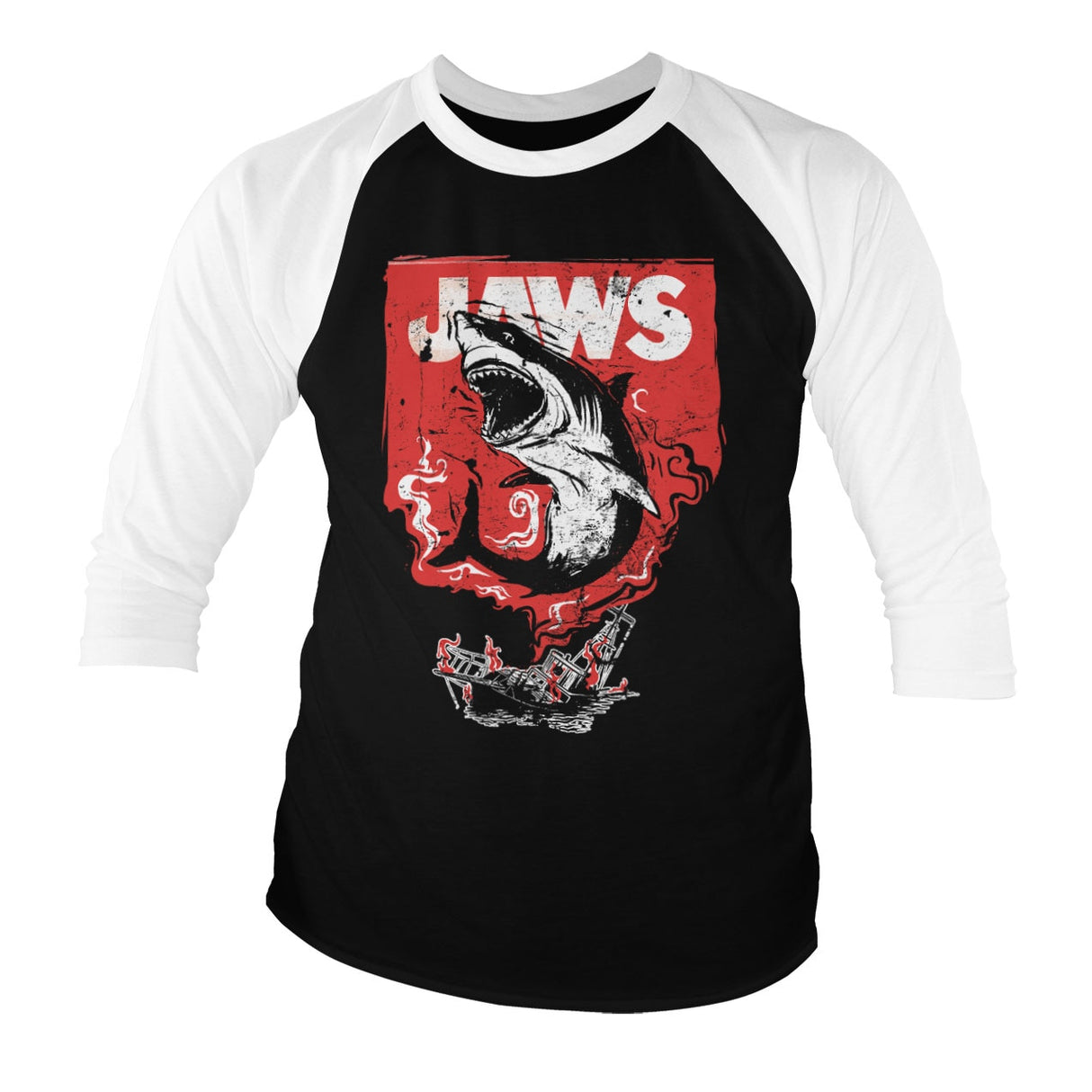 Jaws - Shark Smoke Baseball 3/4 Sleeve Tee